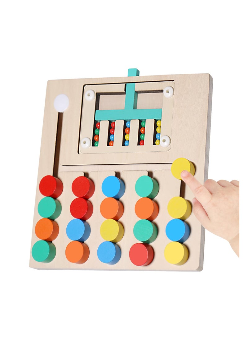 SYOSI Montessori Educational Toys, Brain Teaser Color Slide Puzzle Matching Games, Preschool Learning Activities Road Trip Essentials, Birthday Gifts for Kids Girls Boys 3 4 5 6 Years Old (5 Color) - Image 1