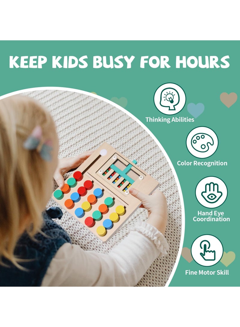 SYOSI Montessori Educational Toys, Brain Teaser Color Slide Puzzle Matching Games, Preschool Learning Activities Road Trip Essentials, Birthday Gifts for Kids Girls Boys 3 4 5 6 Years Old (5 Color) - Image 3