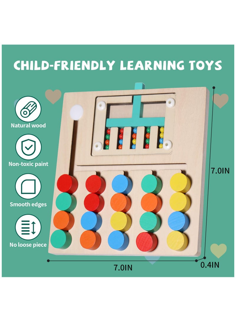 SYOSI Montessori Educational Toys, Brain Teaser Color Slide Puzzle Matching Games, Preschool Learning Activities Road Trip Essentials, Birthday Gifts for Kids Girls Boys 3 4 5 6 Years Old (5 Color) - Image 5