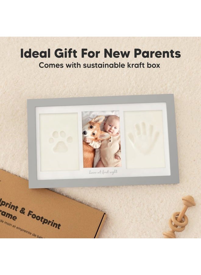 KeaBabies Baby Hand and Footprint Kit - Baby Photo Frame for Newborn - Baby Footprint Kit & Handprint Kit - Newborn Baby Gifts & Keepsakes - Infant Baby Gift - Baby Shower Gifts for Boys, Girls (Cloud Gray) - Image 4