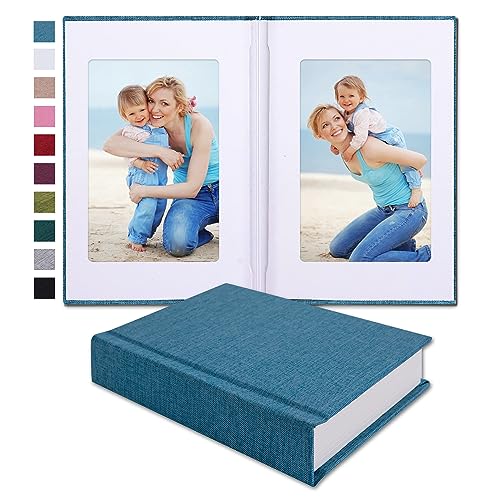 Pssoss Small 4x6 Photo Album with Writing Space Holds 20 Photos Ideal for Wedding Theme-Album and Baby Photo Album (Blue) - Image 1