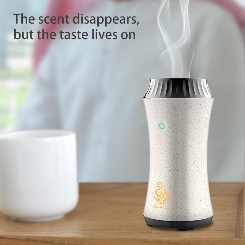 مبخرة كهربائية بخور أصلية بوكهون، جهاز عطر محمول للسيارة، مبخرة عربية قابلة للشحن عبر USB للمنزل (أبيض قنب) - Image 1
