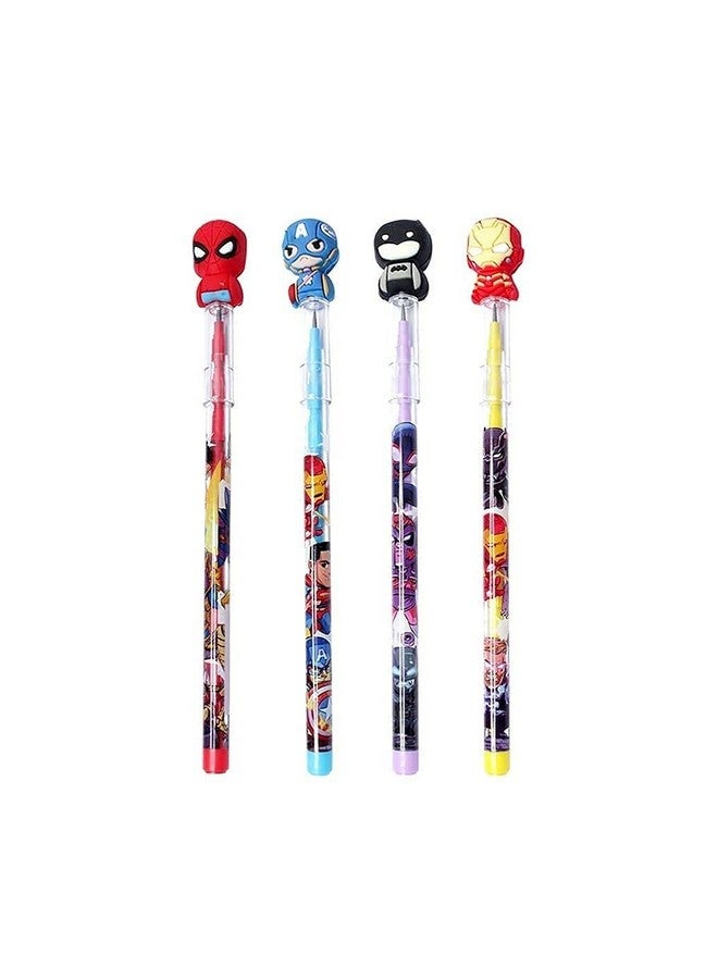 غلان مجموعة أقلام رصاص متعددة الألوان من GLAN مكونة من 4 قطع من أقلام الرصاص غير القابلة للتكديس والمرسومة على شكل بطل خارق للأطفال كهدية عيد ميلاد - Image 1