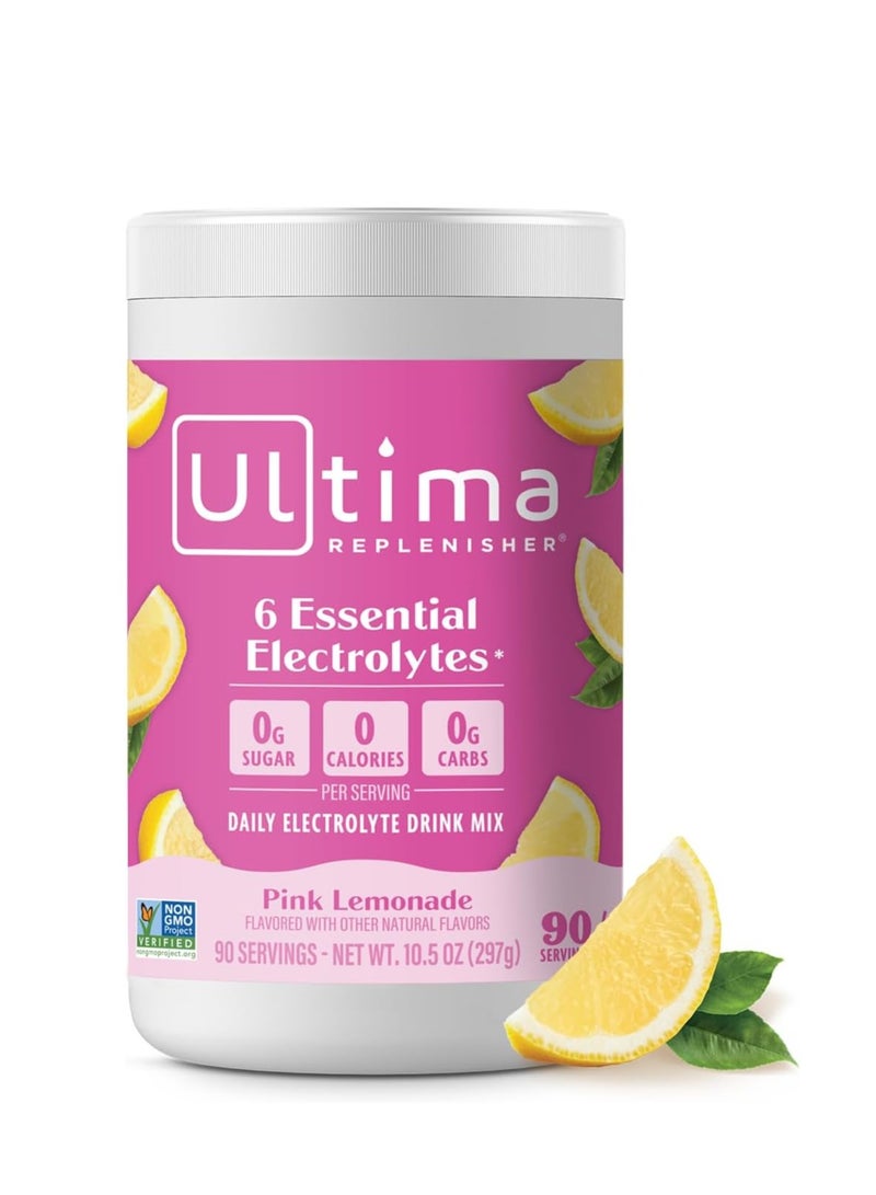 Ultima Replenisher 6 Essential Electrolytes Drink Mix Pink Lemonade 10.5oz 297g 90 Servings - Image 1