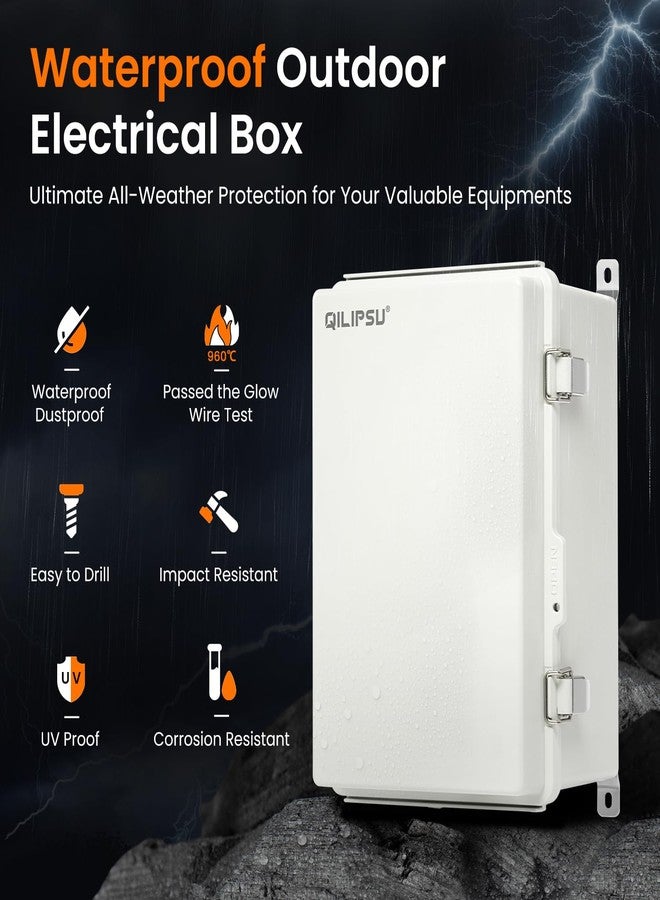 QILIPSU UL94-V0 Outdoor WiFi Enclosure Waterproof Router Junction Box, 11.4"x7.5"x5.5" Pro IP67 Electrical Network Enclosure, Clear Hinged Door Weatherproof for Solar Projects - Image 3