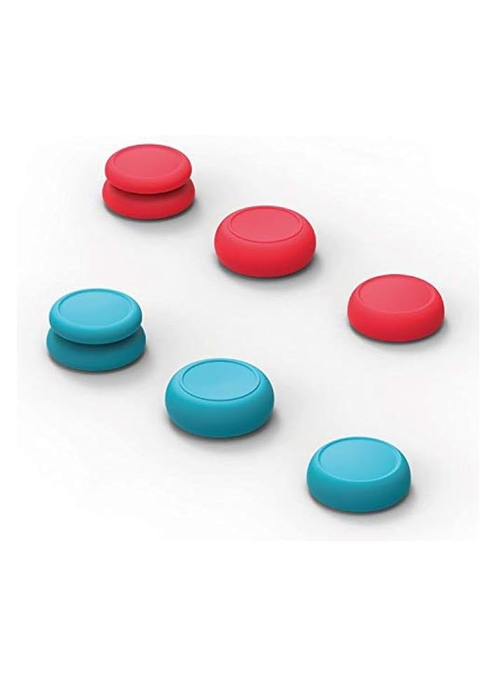 PROMASS FPS Thumb Grips Set Joystick Cap Analog Stick Cap for Nintendo Switch and Switch OLED Joy-Con Controller - Neon Red+Blue, 3 Pairs(6pcs) - Image 1
