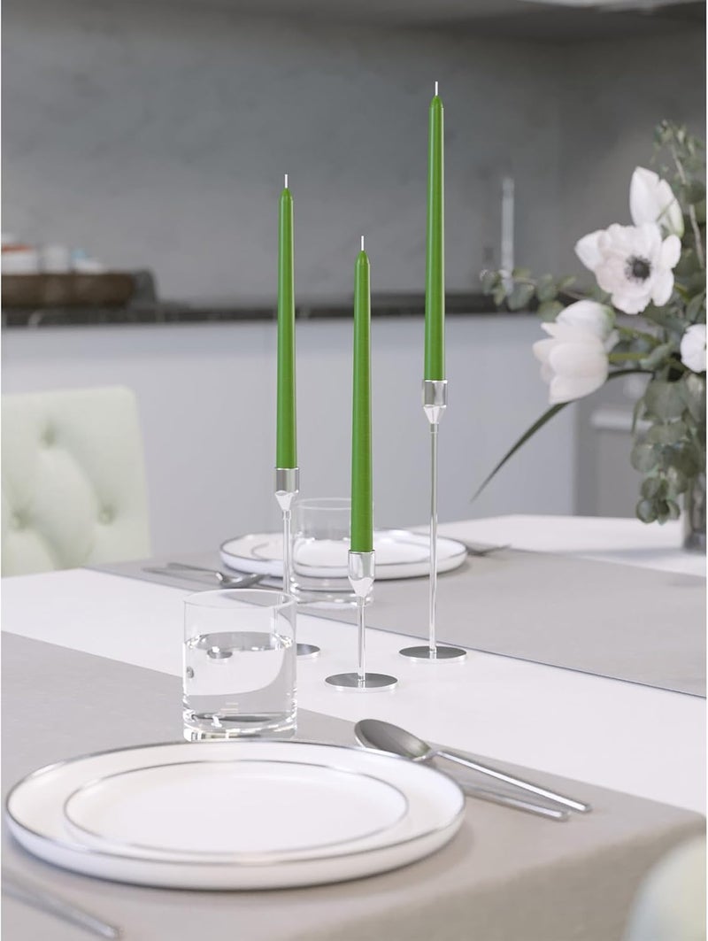 CANDWAX Tapered Candles 25.4 cm Set of 4 - Dripless Tapered Candles & Unscented Sticks - Long Candles for Candle Holders Perfect as Dinner Candles - Green Candles - Image 5