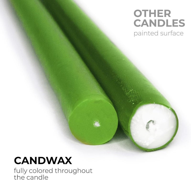 CANDWAX Tapered Candles 25.4 cm Set of 4 - Dripless Tapered Candles & Unscented Sticks - Long Candles for Candle Holders Perfect as Dinner Candles - Green Candles - Image 3