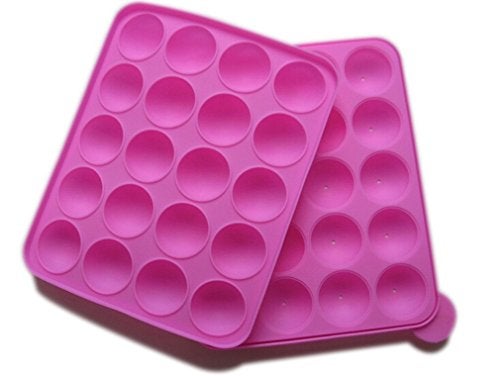 Rbenxia Silicone Cake Mold 20-cavity Half Circle Lollipop Party Cupcake Baking Mold Cake Pop Stick Mold Tray Hot Pink with 25 Sticks - Image 4
