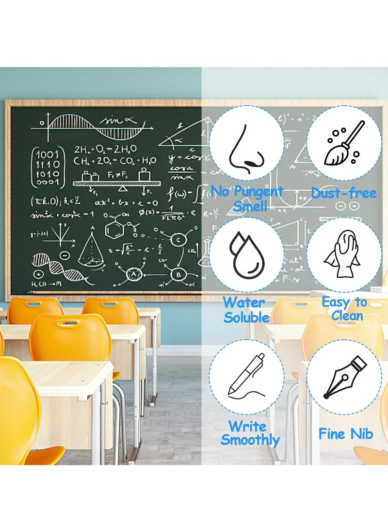 CMGTYYD Blackboard Dry Erase Markers, 6 Pack White Chalk Pen, Pens for Windows and Glass, White Liquid Markers Erasable, Chalk Markers with 3mm and 6mm Reversible Tips, Wipeable Pen for Window Drawing  - Image 2