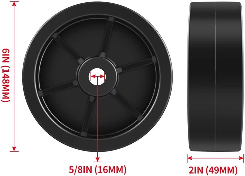 Skelang Boat Trailer Jack Caster 6", Trailer Tongue Wheel 1/2" Axle Diameter, Freight Dolly Wheel Replacement, 1200Lbs Load Capacity - Image 2