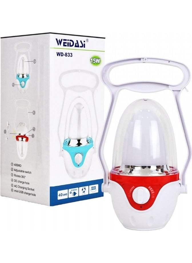 Powermaster WD-833 40 LEDs 15W Rechargeable Camping Lamp Yes Professional Flashlights White  - Image 3