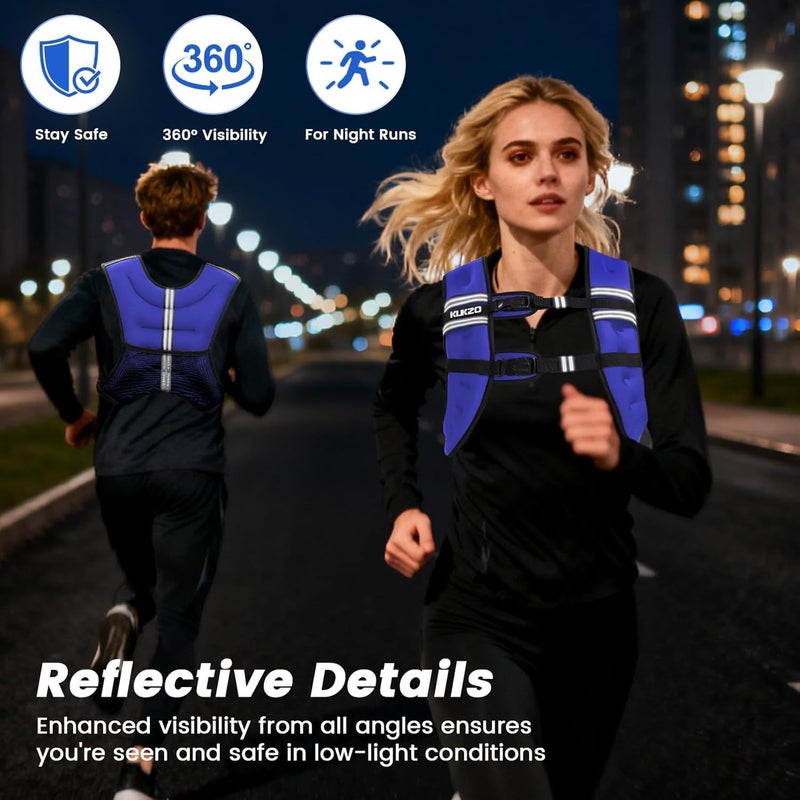 KUKZO Weighted Vest Woman,12 Lb Unisex Reflective Strength Training Weight Vest For Running, Jogging, Cardio & Workouts - Image 3