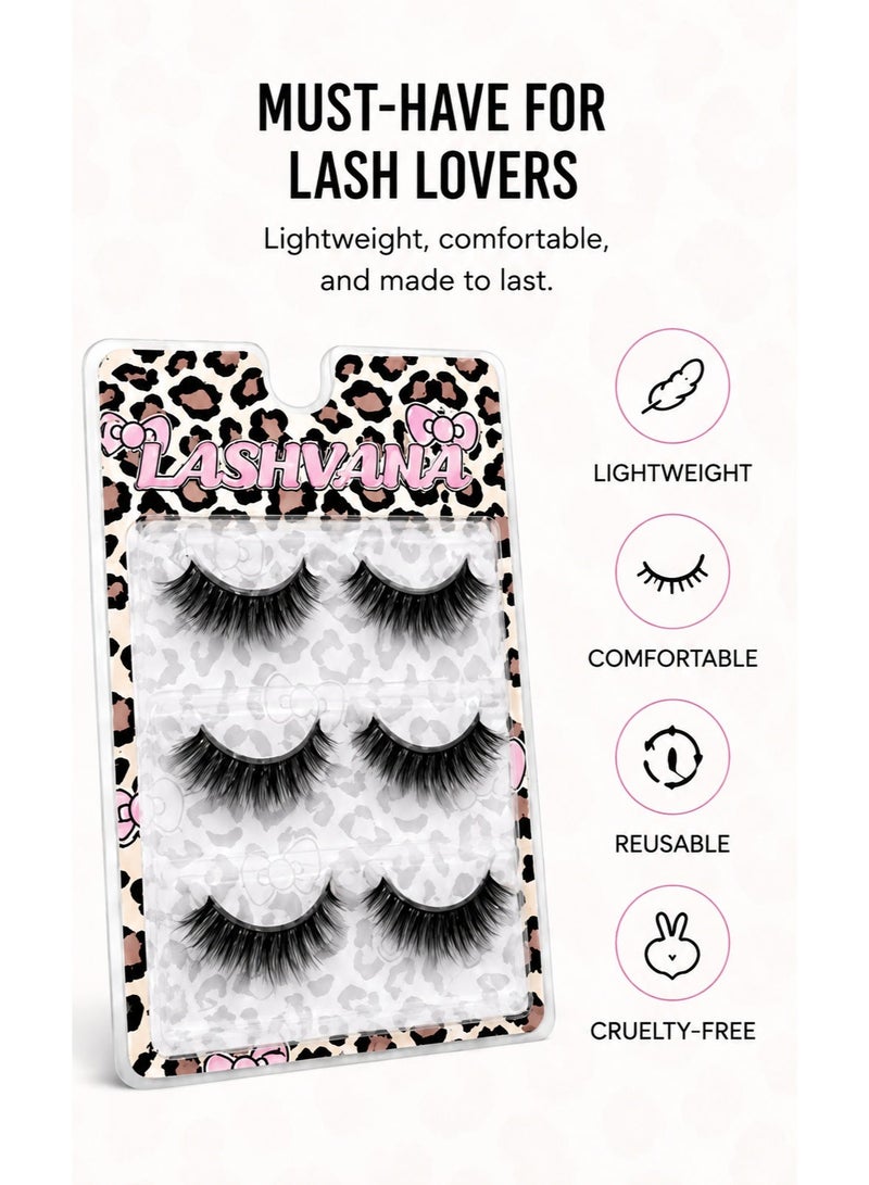 lashvana Eyes False Eyelashes, Lashes Fluffy False Eyelashes Natural Look Eye Lashes Pack, 5D Wispy Curly Fake Lashes,Perfect For Beginners And Professionals, Easy To Apply At Home.3Pairs. - Image 2