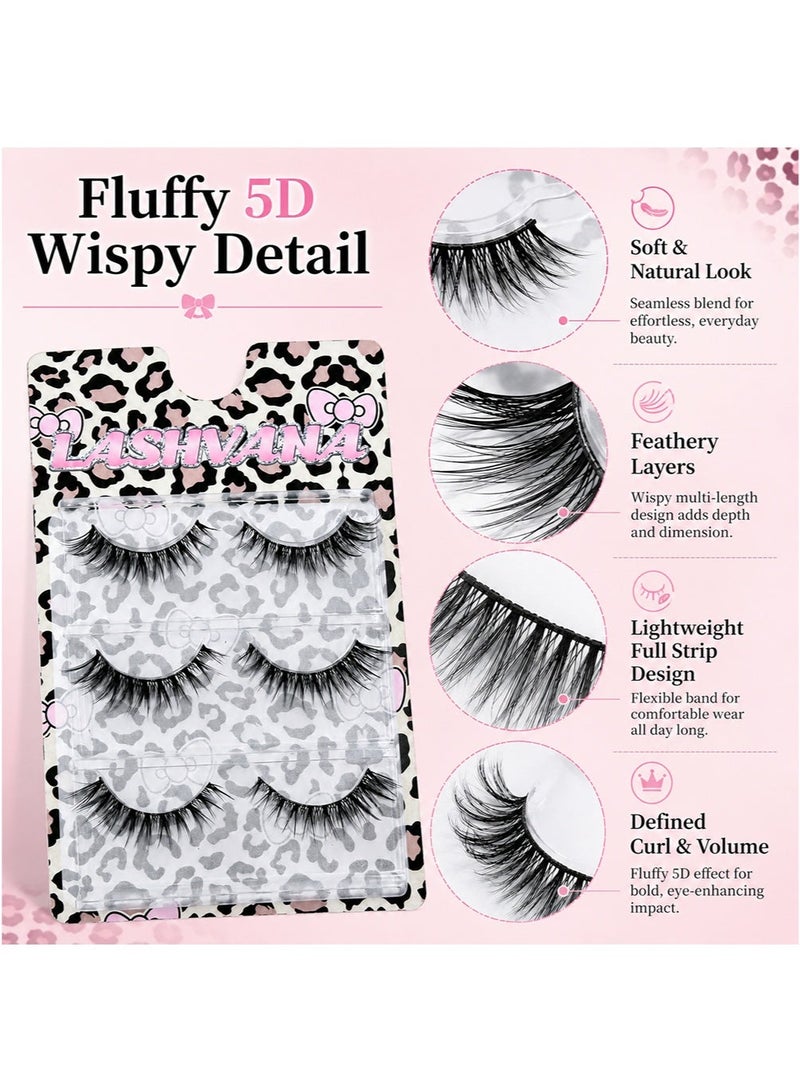 lashvana Eyes False Eyelashes, Lashes Fluffy False Eyelashes Natural Look Eye Lashes Pack, 5D Wispy Curly Fake Lashes,Perfect For Beginners And Professionals, Easy To Apply At Home.3Pairs. - Image 3