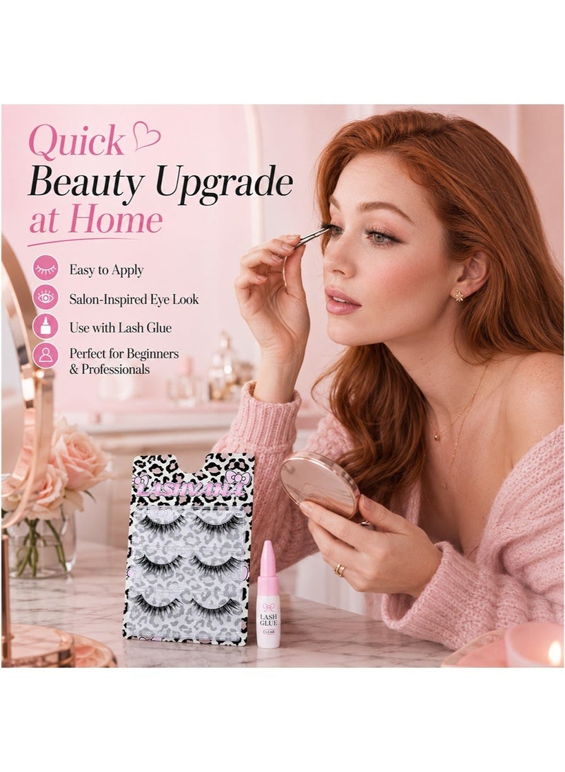 lashvana Eyes False Eyelashes, Lashes Fluffy False Eyelashes Natural Look Eye Lashes Pack, 5D Wispy Curly Fake Lashes,Perfect For Beginners And Professionals, Easy To Apply At Home.3Pairs. - Image 5