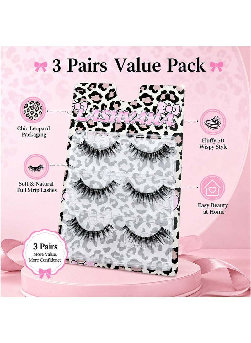 lashvana Eyes False Eyelashes, Lashes Fluffy False Eyelashes Natural Look Eye Lashes Pack, 5D Wispy Curly Fake Lashes,Perfect For Beginners And Professionals, Easy To Apply At Home.3Pairs. - Image 4