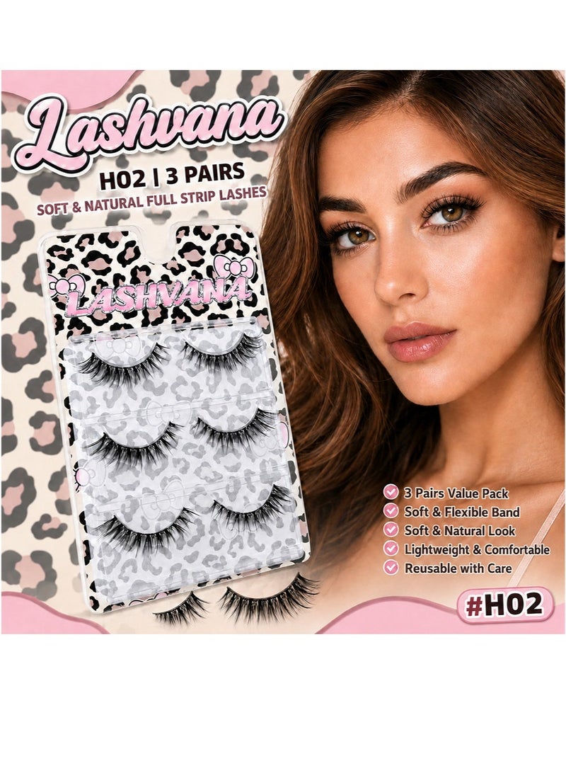 lashvana Eyes False Eyelashes, Lashes Fluffy False Eyelashes Natural Look Eye Lashes Pack, 5D Wispy Curly Fake Lashes,Perfect For Beginners And Professionals, Easy To Apply At Home.3Pairs. - Image 1