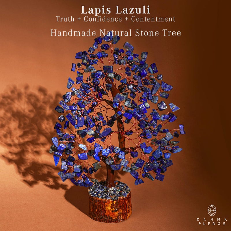 KARMAPLEDGE Crystal Tree of Life Lapis Lazuli Healing Crystal Trees for Home & Office Decor  Handmade Crystal Money Bonsai Trees for Positive Energy  Good Luck  Christmas Decor  Birthday Gifts for Women  Mom - Image 2