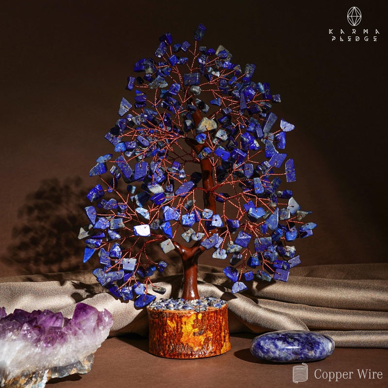 KARMAPLEDGE Crystal Tree of Life Lapis Lazuli Healing Crystal Trees for Home & Office Decor  Handmade Crystal Money Bonsai Trees for Positive Energy  Good Luck  Christmas Decor  Birthday Gifts for Women  Mom - Image 5