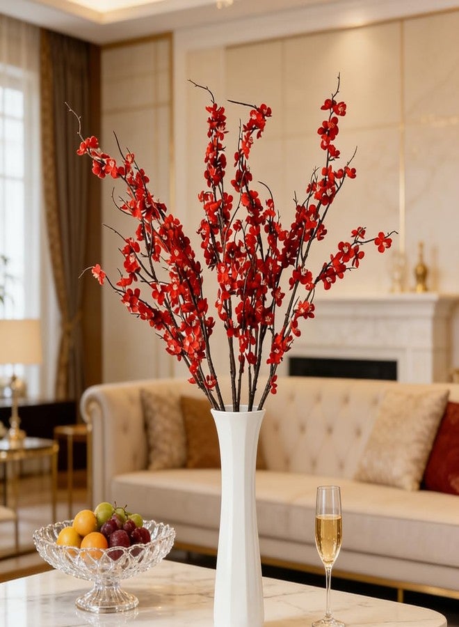 Antspirit 5pcs Cherry Blossom Branches Artificial Flowers 39 Inch Faux Flower Stems for Spring Summer Home Wedding Office Party Decoration (5, Red) - Image 2
