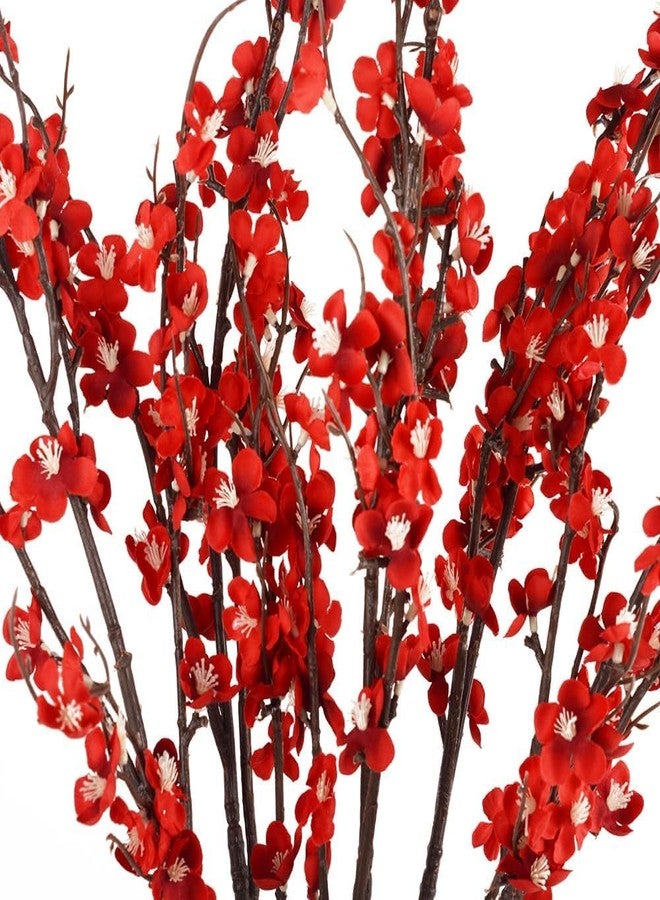 Antspirit 5pcs Cherry Blossom Branches Artificial Flowers 39 Inch Faux Flower Stems for Spring Summer Home Wedding Office Party Decoration (5, Red) - Image 3