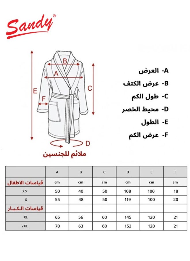 Sandy Sandy Kids Bathrobe with Hood, 100% Cotton Highly Absorbent, Unisex Plush Robe, Made in Egypt, Size XS, Off White  - Image 5