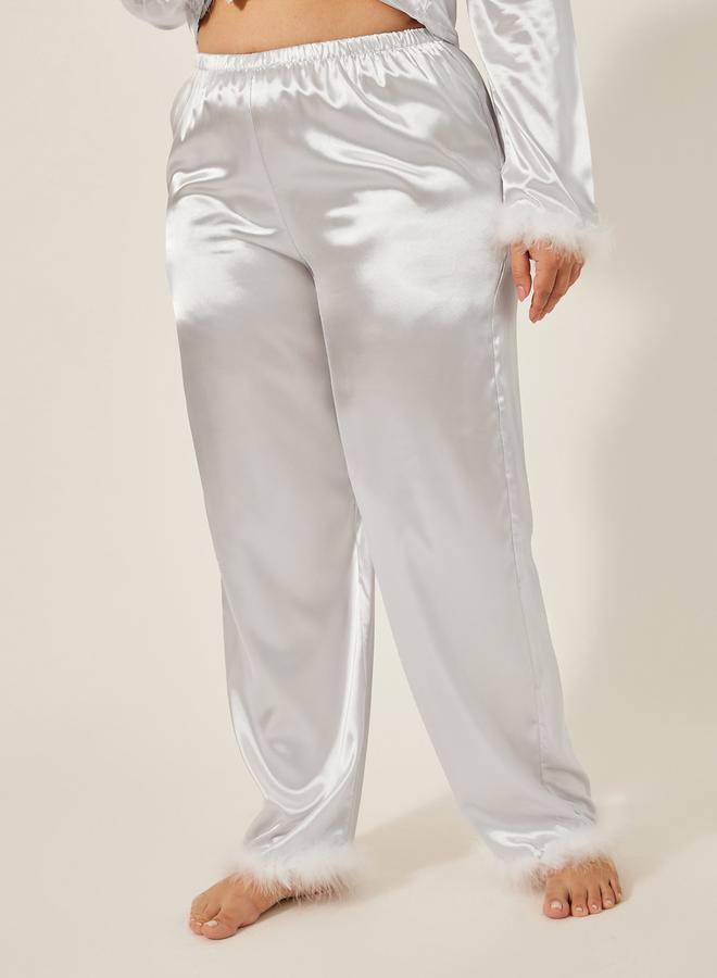 Styli FEATHER TRIM BUTTON THRU SHIRT and PJ SET  - Image 4