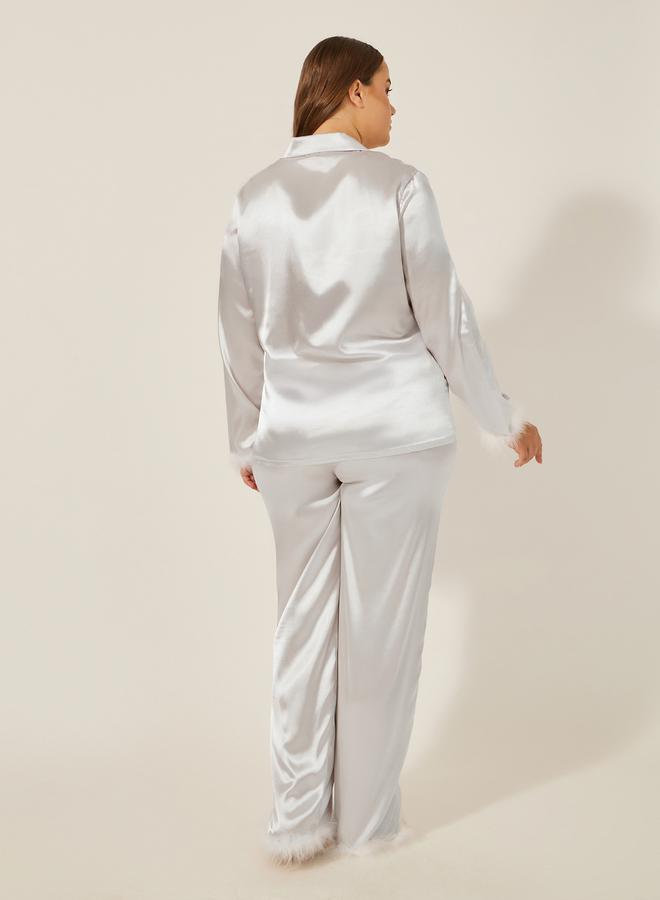 Styli FEATHER TRIM BUTTON THRU SHIRT and PJ SET  - Image 5