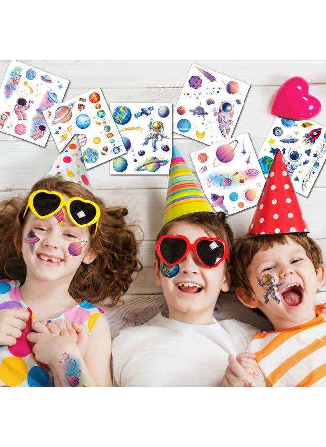 CHARLENT - Glitter Galaxy Temporary Tattoos for Kids - 12 Sheets Glitter Outer Space Tattoos for Boys Girls Birthday Party Favors Goodie Bag Fillers - Image 1