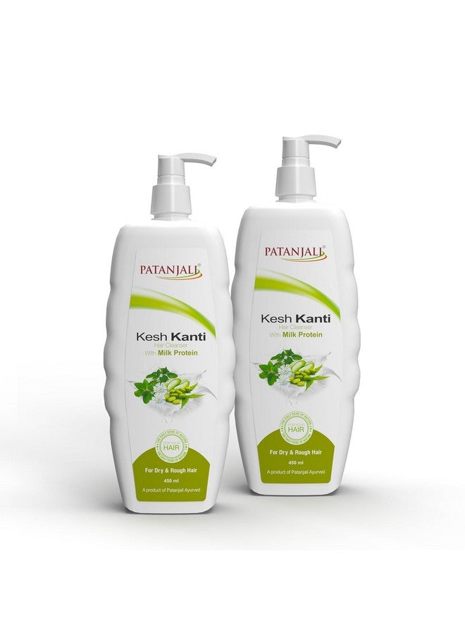 Patanjali Kesh Kanti Milk Protien Shampoo 450ml, Herbal Hair Cleanser for Dandruff Control (Pack of 2) - Image 1