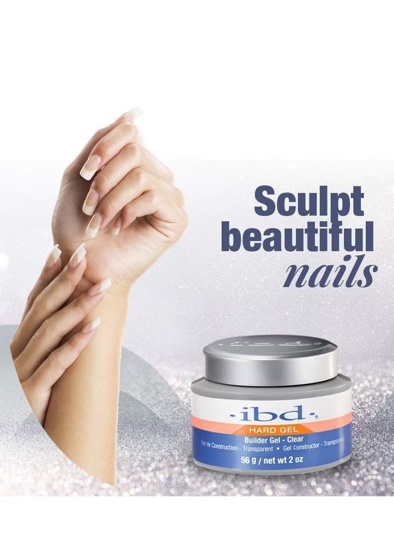 Ibd - Hard Gel, LED/UV Gels Builder Gel, Clear Builder Nail Gel, Hard Gel for Nails Strengthener Nails Extension Nail Art, Use with Nail Forms Solid Builder Gel DIY Manicure, 56g (Clear) - Image 1