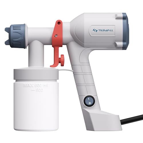 Tilswall HVLP Paint Sprayer, Ultra-Light Electric Spray Gun with 20 fl oz Detachable Cup, 2 Nozzles & 3 Patterns, Perfect for Furniture, Cabinets, Fence, Walls, Doors, Garden & DIY, White - Image 1
