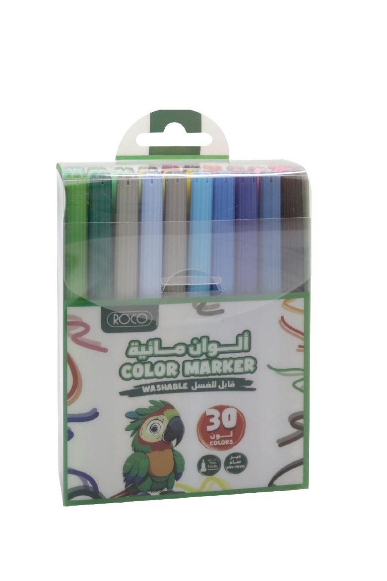 روكو قلام تلوين قابلة للغسل ألوان متنوعة 30 قطعة - Image 1