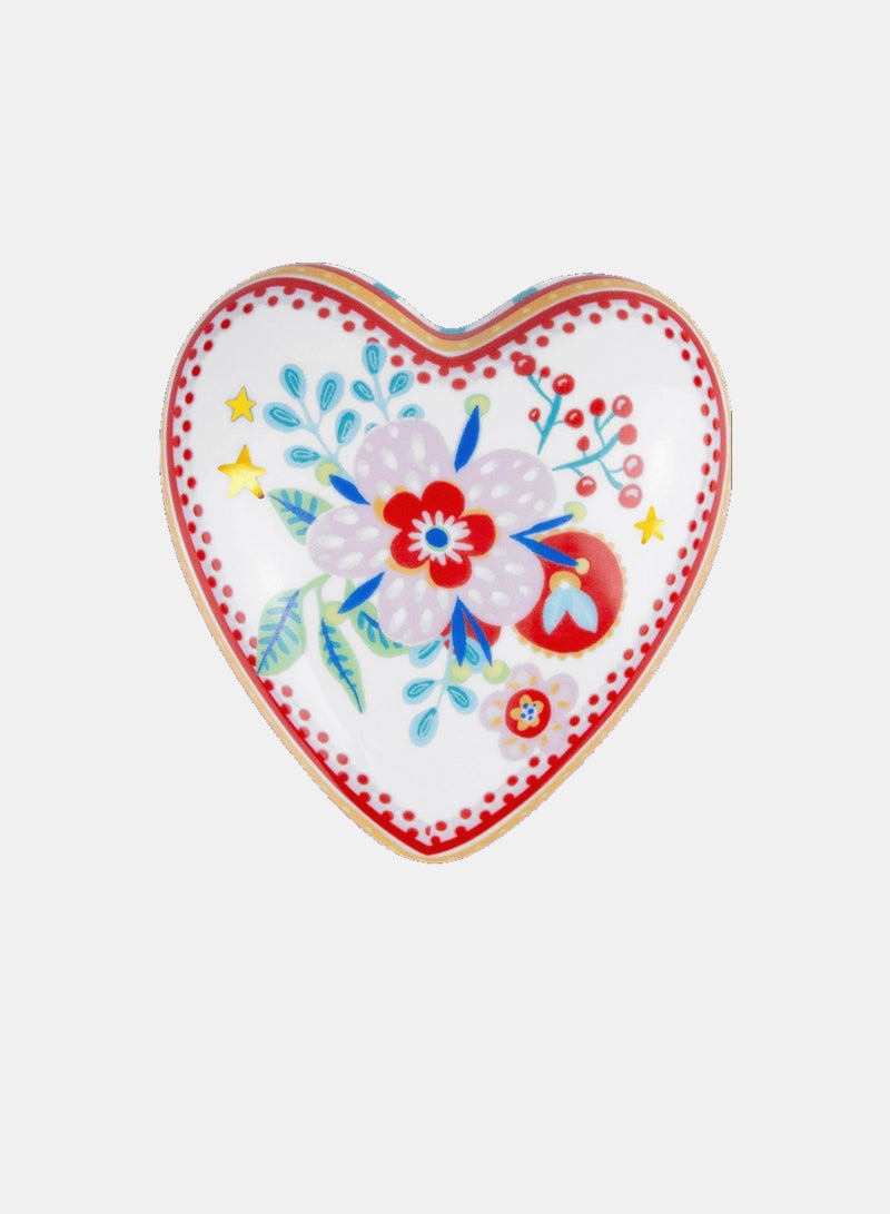 Baci milano Baci Milano Porcelain Heart Table Decor – “LOVE” Design Dining Table Decoration, Coffee Table Accent, Wall Decor, Napkin Holder, Paper Weight – Mamma Mia Collection (White Floral, 12 cm x 11.5 cm, height 4 cm)  - Image 1