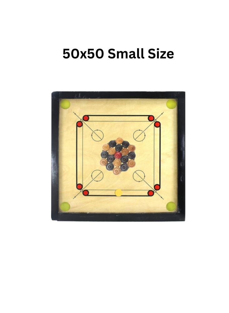 Premium Carrom Board Game with Coins and Striker, Available in Multiple Sizes, High-Quality Wooden Indian Craftsmanship Small Size - Image 1