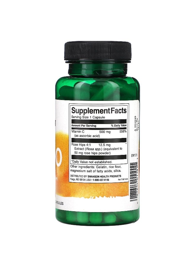 SWANSON سوانسون، C-500، فيتامين C مع وردة الهيب، 100 كبسولة - Image 2