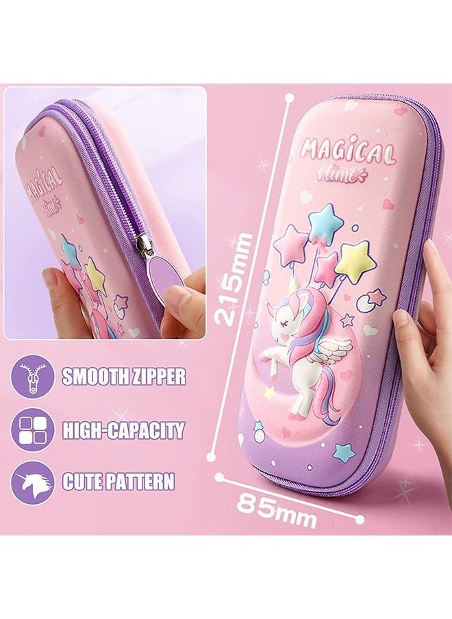 Arabest Pencil Case for Girls,Cute Unicorn Stationery Set for Kids,3D Eva Pencil Pen Box Organizer with Compartment & Pencils Eraser Sticker Bracelet,Unicorn School Supplies for Kids School Gifts - Image 5