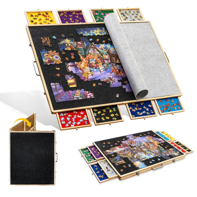 Tektalk 2000 Piece Foldable Puzzle Board with 8 Sorting TraysDrawers Jigsaw Puzzle Table with Cover Storing for 2000 1500 1000 500 Jigsaw Puzzle Pieces - Image 2