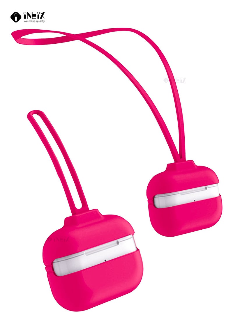 INEIX - 3-Piece Soft Silicone Case Cover For Apple AirPods Pro Dark Pink - Image 1