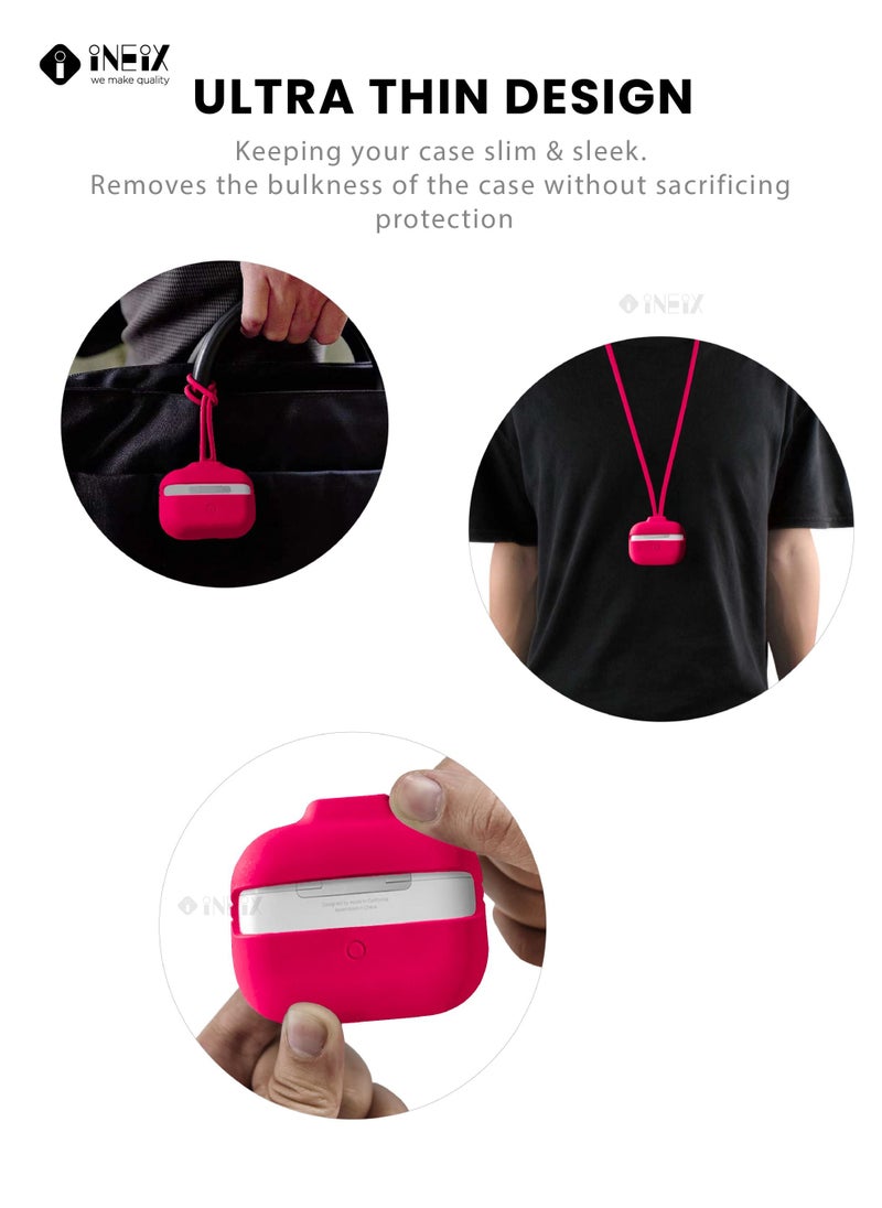 INEIX - 3-Piece Soft Silicone Case Cover For Apple AirPods Pro Dark Pink - Image 1