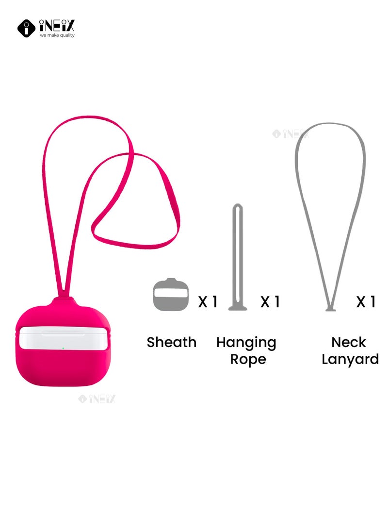 INEIX - 3-Piece Soft Silicone Case Cover For Apple AirPods Pro Dark Pink - Image 1