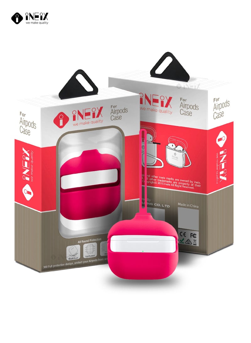 INEIX - 3-Piece Soft Silicone Case Cover For Apple AirPods Pro Dark Pink - Image 1