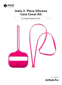 3-Piece Soft Silicone Case Cover For Apple AirPods Pro Dark Pink