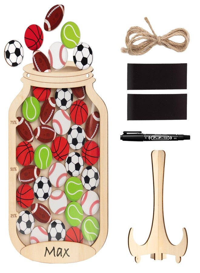 Sensemory Personalized Magnetic Reward Jar for Kids, Star Jar Reward System for Classroom Board, Fridge Magnet, Wooden Classroom Incentive Jar for Teacher, Home Chore Chart Positive Behavior Training (Sport) - Image 1