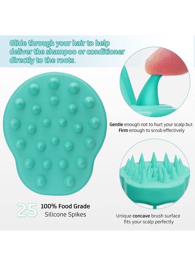 FReatech Hair Scalp Massager Shampoo Brush with Soft Silicone Bristles for Scalp Care and Hair Growth, Shower Head Scalp Scrubber Exfoliator for Dandruff, Wet & Dry for Men, Women and Kids, Green - Image 4