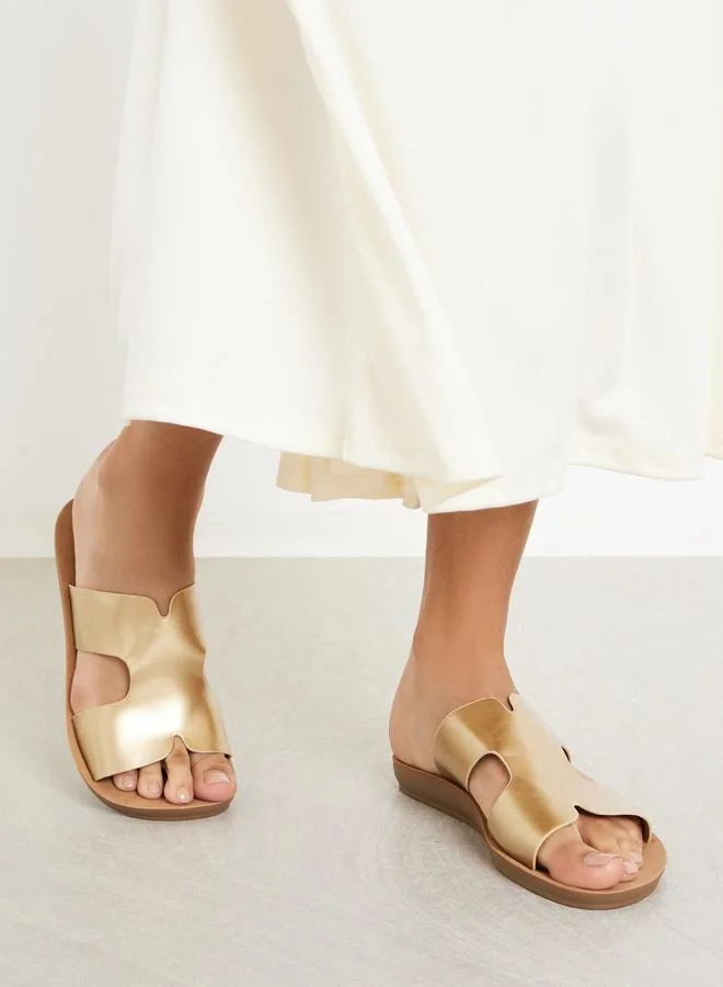 Styli Metallic Strap Open Toe Sandals