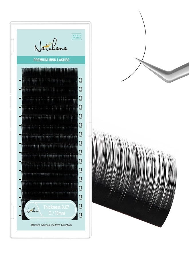 NATUHANA Classic Volume Eyelash Extension 0.07mm C Curl 13mm Single Length Tray Black Soft Individual Lashes 16 Rows, Professional Supplies for Lash Techs(13mm, 0.07 C) - Image 1