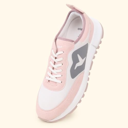 YOHO Low Top Sneakers 2 for Women | Effortless Elegance | Flexible Fit | Cushioned Comfort | Breathable Build | Confident Grip | Baby Pink - UK 3 - Image 5