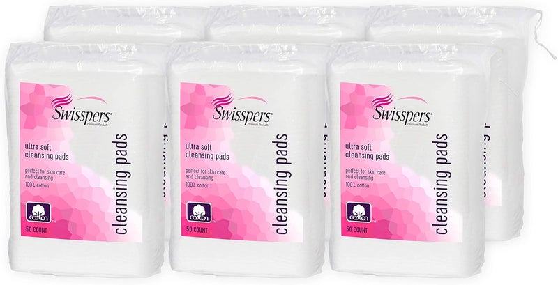 Swisspers Premium Cotton Facial Cleansing Pads - Ultra Soft 50 Count (Pack of 6) - Image 1